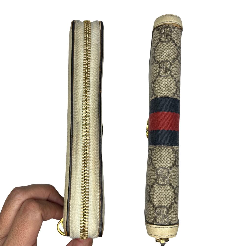 Gucci Ophidia GG Supreme Zip Around Wallet Web Stripe Double G 523154 - Picture 7 of 16